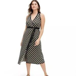 DVF x Target Collared Sleeveless Weave Neutral Sweaterknit Midi Wrap Dress L